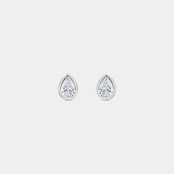 1 Carat Lab-Grown Diamond Pear-Shaped, Bezel-Set Solitaire Studs — GILDED New York