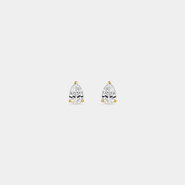 1/2 Carat Lab-Grown Diamond Pear-Shaped Classic Solitaire Studs — GILDED New York