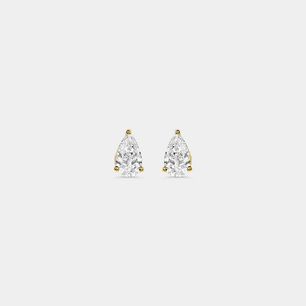 1 Carat Lab-Grown Diamond Pear-Shaped Classic Solitaire Studs — GILDED New York