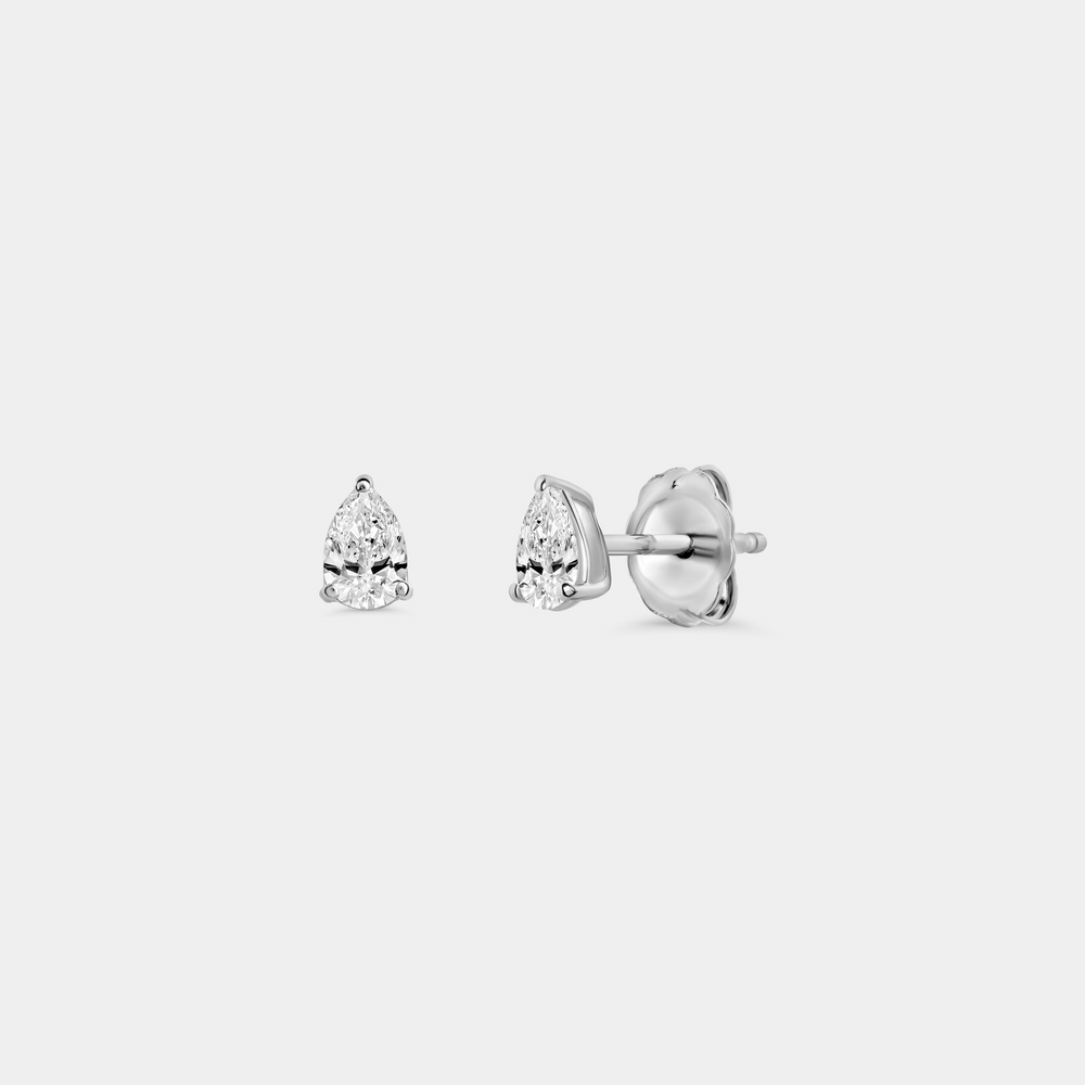 1/2 Carat Lab-Grown Diamond Pear-Shaped Classic Solitaire Studs — GILDED New York