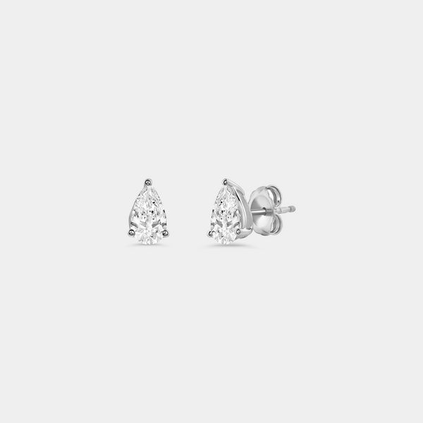 1 Carat Lab-Grown Diamond Pear-Shaped Classic Solitaire Studs — GILDED New York