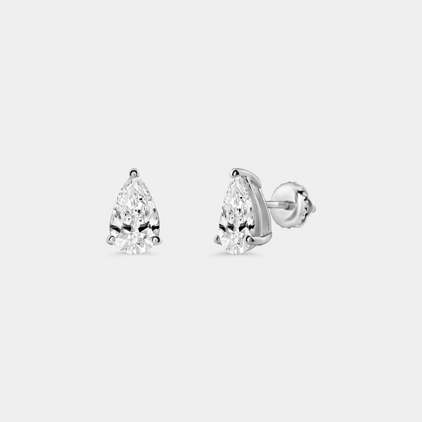 2 Carat Lab-Grown Diamond Pear-Shaped Classic Solitaire Studs — GILDED New York