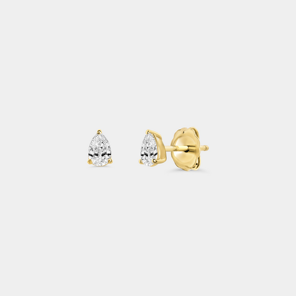 1/2 Carat Lab-Grown Diamond Pear-Shaped Classic Solitaire Studs — GILDED New York
