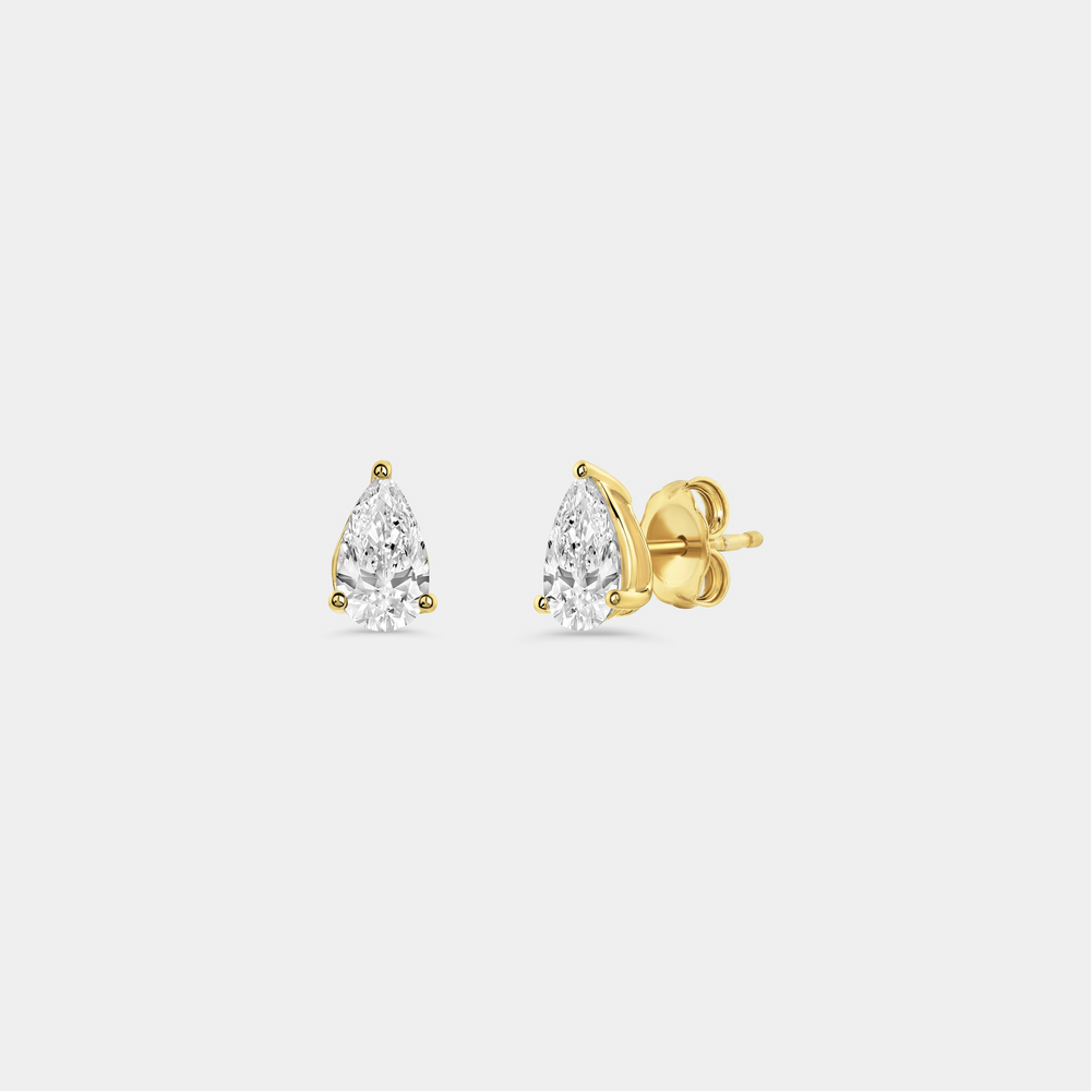 1 Carat Lab-Grown Diamond Pear-Shaped Classic Solitaire Studs — GILDED New York