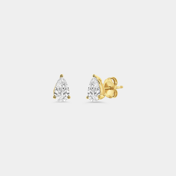 1 Carat Lab-Grown Diamond Pear-Shaped Classic Solitaire Studs — GILDED New York