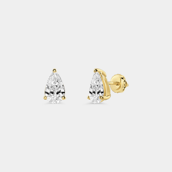 2 Carat Lab-Grown Diamond Pear-Shaped Classic Solitaire Studs — GILDED New York