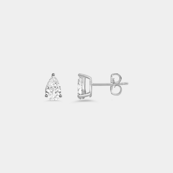 1 Carat Lab-Grown Diamond Pear-Shaped Classic Solitaire Studs — GILDED New York