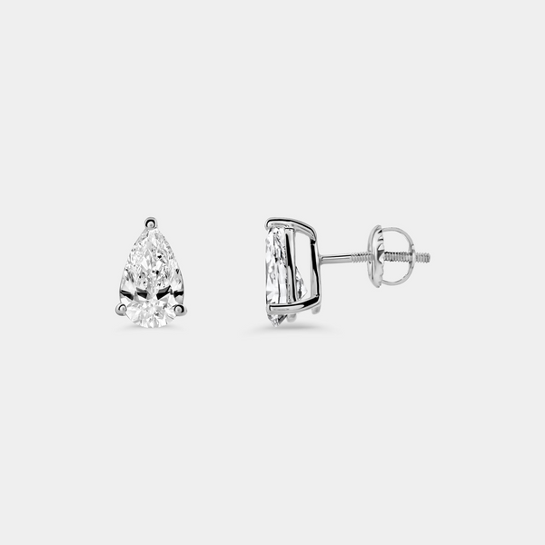 2 Carat Lab-Grown Diamond Pear-Shaped Classic Solitaire Studs — GILDED New York