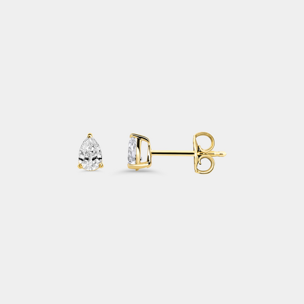 1/2 Carat Lab-Grown Diamond Pear-Shaped Classic Solitaire Studs — GILDED New York