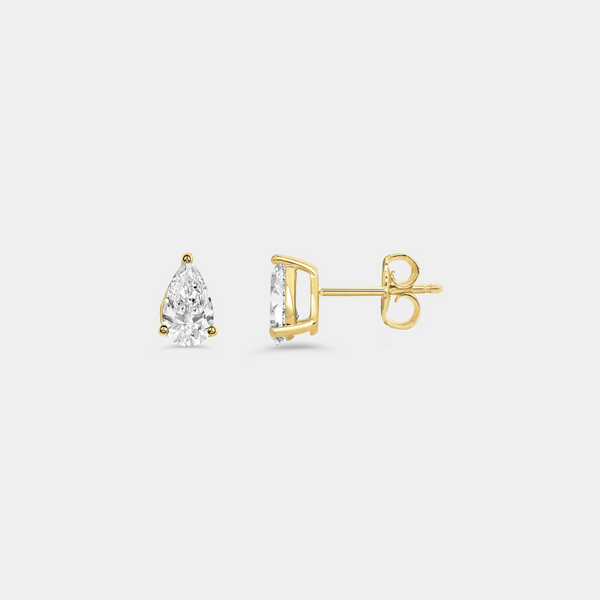 1 Carat Lab-Grown Diamond Pear-Shaped Classic Solitaire Studs — GILDED New York