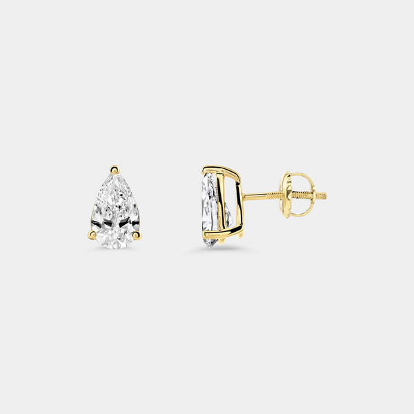 2 Carat Lab-Grown Diamond Pear-Shaped Classic Solitaire Studs — GILDED New York