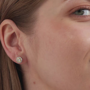 Gilded 1/2 Carat Lab-Grown Diamond Round-Shaped Stud Plus with a Round Halo