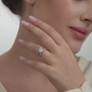 Gilded 2 Carat Lab-Grown Diamond Round-Shaped Hidden Halo Engagement Ring Set