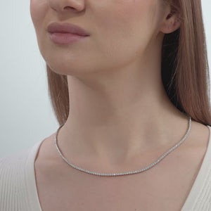 Gilded 5 Carat Lab-Grown Diamond Round-Shaped Straight Line Tennis Necklace