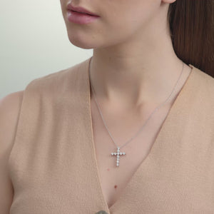 Gilded 1 Carat Lab-Grown Diamond Classic Cross Pendant With Round-Shaped Diamonds