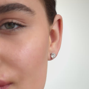 Gilded 3 Carat Lab-Grown Diamond Round-Shaped Three-Prong Martini Solitaire Studs