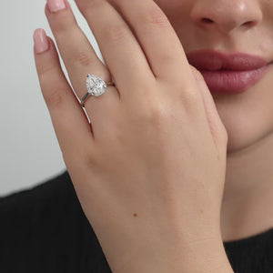 Gilded 2 Carat Lab-Grown Diamond Pear-Shaped Hidden Halo Engagement Ring