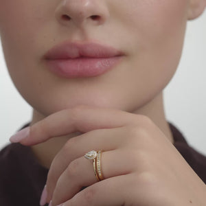Gilded 3/8 Carat Lab-Grown Diamond Pear-Shaped Halo Bridal Ring Set