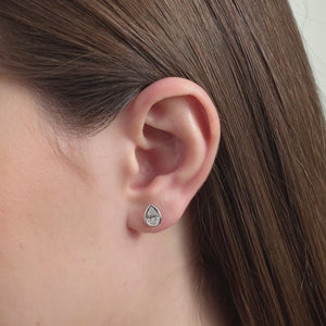 Gilded 1 Carat Lab-Grown Diamond Pear-Shaped, Bezel-Set Solitaire Studs