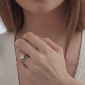 Gilded 3/4 Carat Lab-Grown Diamond Oval-Shaped Halo Bridal Ring Set