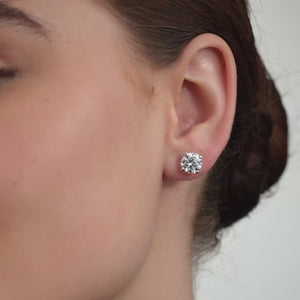 Gilded 5 Carat Lab-Grown Diamond Round-Shaped Classic Solitaire Studs
