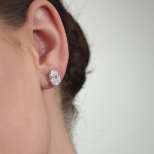 Gilded 5 Carat Lab-Grown Diamond Oval-Shaped Classic Solitaire Studs