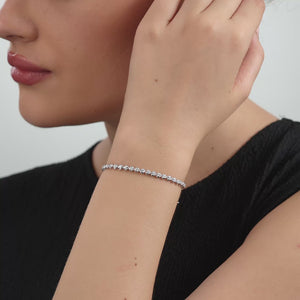Gilded 1 Carat Lab-Grown Diamond Round-Shaped Line Bracelet in a Cup Setting