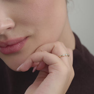 Gilded 1/4 Carat Lab-Grown Diamond Scalloped Stack Ring