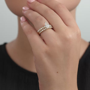 Gilded 2 Carat Lab-Grown Diamond Solitaire Pear-Shaped Bridal Set