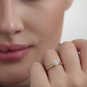 Gilded 3/4 Carat Lab-Grown Diamond Pear-Shaped Classic Solitaire Ring