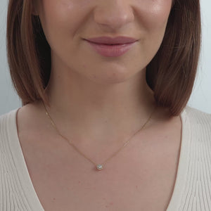 Gilded 1/4 Carat Lab-Grown Diamond Round-Shaped Solitaire Plus Pendant with a Petite Halo