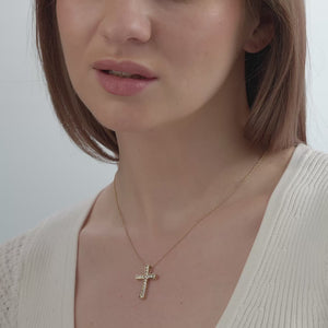 Gilded 1/4 Carat Lab-Grown Diamond Channel-Set Cross Pendant