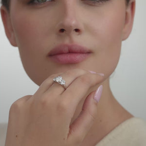 Gilded 2 Carat Lab-Grown Diamond Oval-Shaped Three-Stone Ring