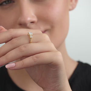 Gilded 1 and 1/4 Carat Lab-Grown Diamond Princess-Cut Solitaire Plus Engagement Ring with Composite Sides