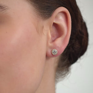 Gilded 1 Carat Lab-Grown Diamond Round-Shaped Solitaire Studs Plus with a Delicate Halo
