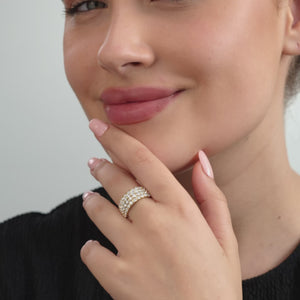 Gilded 2 Carat Lab-Grown Diamond Four-Row Zigzag Bar-Set Anniversary Band