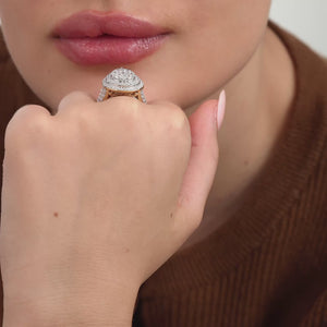 Gilded 3 Carat Lab-Grown Diamond Multi-Halo Pear-Shaped Composite Fashion Ring