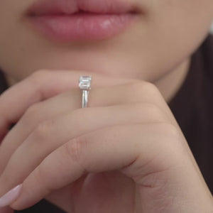 Gilded 1 Carat Lab-Grown Diamond Emerald-Cut Three-Stone Ring