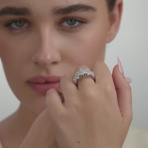 Gilded 3 Carat Lab-Grown Diamond Multi-Row Pyramid Fashion Ring