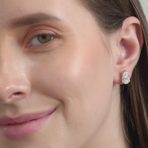 Gilded 5 Carat Lab-Grown Diamond Pear-Shaped Classic Solitaire Studs