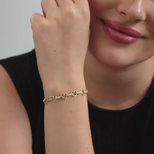 Gilded 1/10 Carat Lab-Grown Diamond Holding Hearts Fashion Bracelet