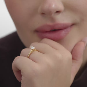 Gilded 1/2 Carat Lab-Grown Diamond Pear-Shaped Classic Solitaire Ring