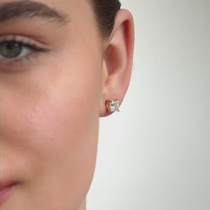 Gilded 3 Carat Lab-Grown Diamond Princess-Cut Classic Solitaire Studs