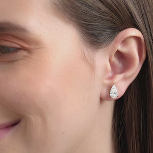 Gilded 3 Carat Lab-Grown Diamond Pear-Shaped Classic Solitaire Studs