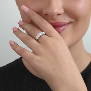 Gilded 1 and 7/8 Carat Lab-Grown Diamond Oval-Shaped Five-Stone Ring