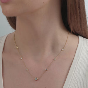 Gilded 1 Carat Lab-Grown Diamond Bezel-Set Diamonds-By-The-Yard Necklace