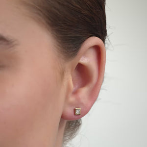 Gilded 1/2 Carat Lab-Grown Diamond Princess-Cut, Bezel-Set Solitaire Studs
