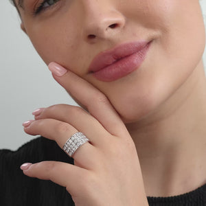 Gilded 2 Carat Lab-Grown Diamond Three-Row Grid-Set Anniversary Band