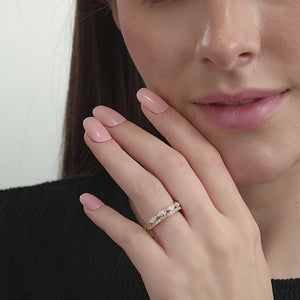 Gilded 1 Carat Lab-Grown Diamond Sleeping Marquise Double-Row Wedding Band
