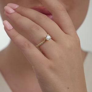Gilded 1 and 1/4 Carat Lab-Grown Diamond Round-Shaped Solitaire Plus Engagement Ring with a Twisted Shank